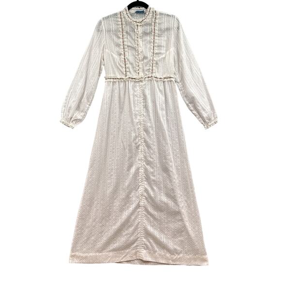 VTG Lans of Salzburg Nightgown M Swiss Dot Sheer Lace Cottagecore Prairie Maxi - Picture 1 of 16